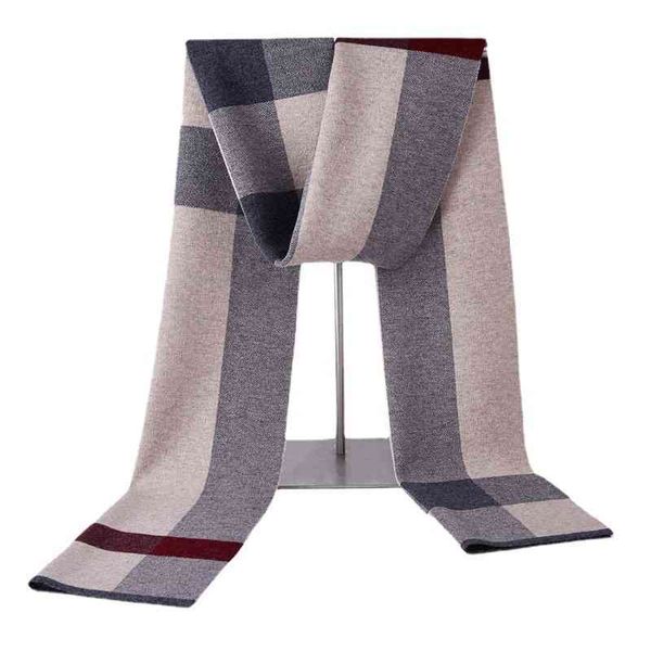 

scarves mens knitting fashion plaid scarf wool warm british temperament business bib, Blue;gray