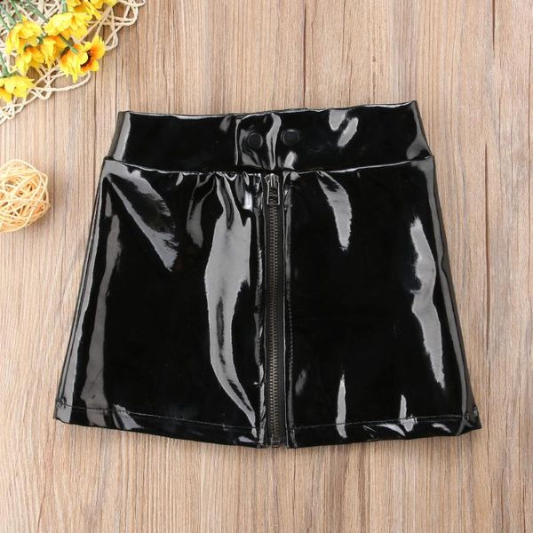 

summer infant baby girls skirts solid leather zipper mini skirt 2 colors, Blue