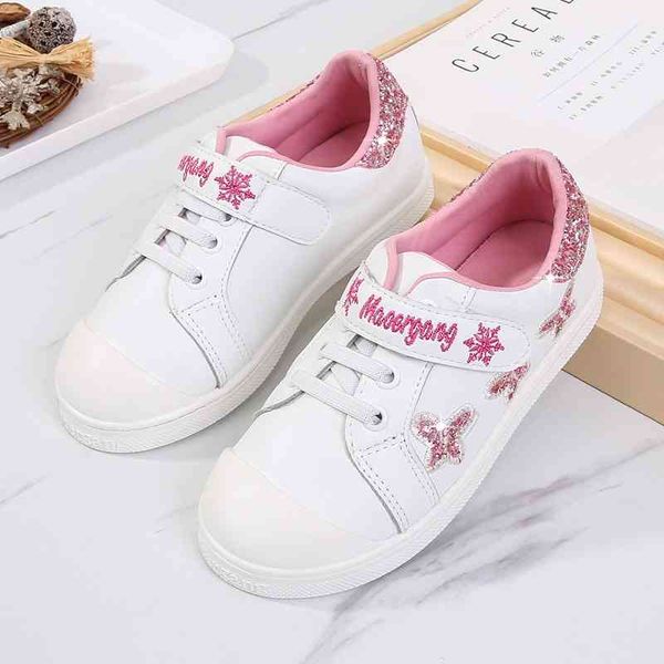 

girls' little white sports 2020 children's korean princess casual shoes, Black;red