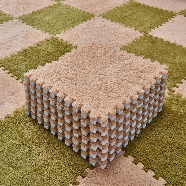

10/30 pcs foldable carpets living room plush soft climbing cappet rug split joint bath anti-skid rugs pink shaggy area