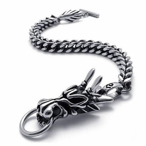 

vintage men's bracelet personality dragon bracelet motorcycle party steampunk animal hip hop jewelry accessories, Black