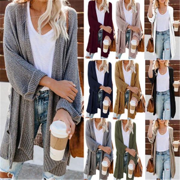 

cardigan womens sweater fashion trend knitted long sleeve loose winter sweaters designer female casual solid colors pullover outerwear, White;black