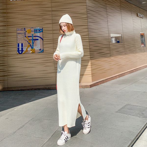 

dress high necke long dressed as a women's shirt autumn winter big single female wildlife knit nightgown lq558 3mxo, Black;gray