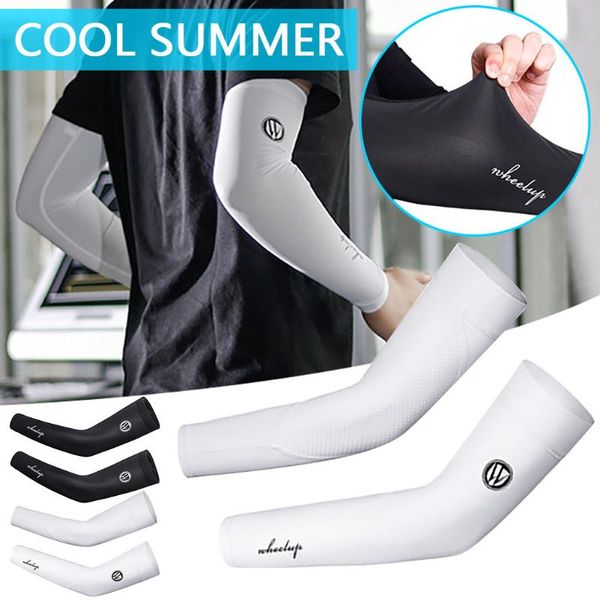 

pair arm sleeves protection cooling or warmer anti-slip ice silk sunscreen riding sleeve golf sun gloves elbow & knee pads, Black;gray