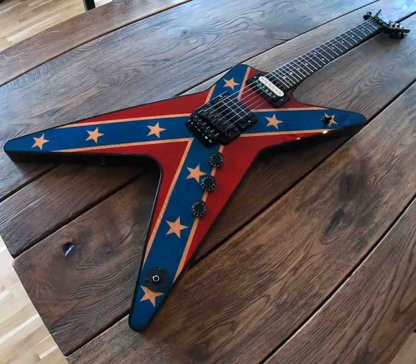 

electric guitar, dimebag darrel , flamed dixie rebel oem guitars