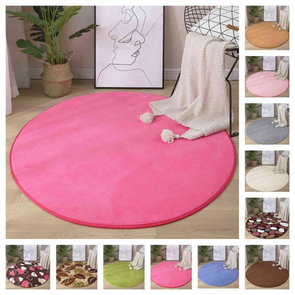 Tappeto rotondo in velluto corallo, colore, assorbimento d'acqua, divano, memory foam, per camera da letto, soggiorno, tappeto per bambini, tappetini per yoga