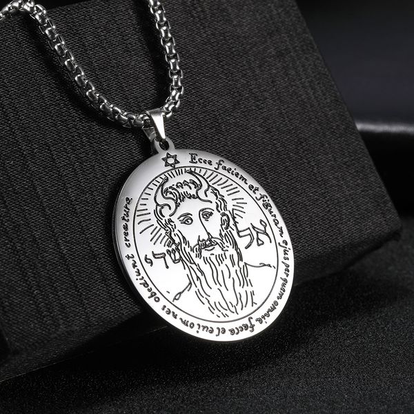 10 Pz / set Il primo pentacolo del sole Chiave di Salomone Collana a catena Amuleto Vichingo Ebraico Acciaio inossidabile Colore oro Collane lunghe Uomo