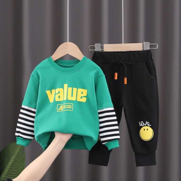 0-6 лет весенний мальчик одежда набор одежды 2021 повседневная мода буква шаблон футболка + пастдички детские дети детский малыш