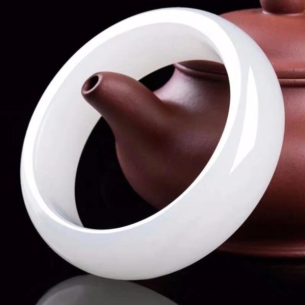 

bangle chinese jade fashion natural white hand carved bracelet ladies genuine wide stripe, Black