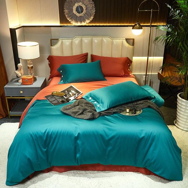 

bedding sets peacock green reverisble duvet cover luxury 600tc egyptian cotton solid color 4pcs ultra soft breathable all season