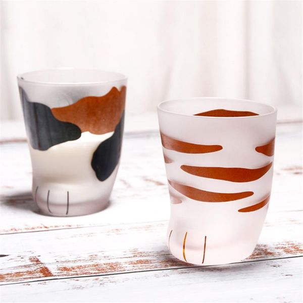 

wine glasses lovely cat cup foot claw print mug frosted glass home breakfast milk coffee present mugs kid girl gift