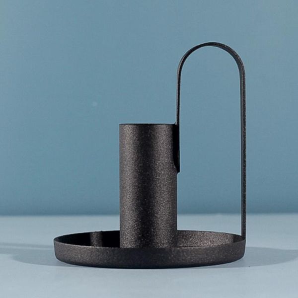 

candle holders dinner party kitchen decor holder simple black candlestick wrought iron metal anti rust candlelight