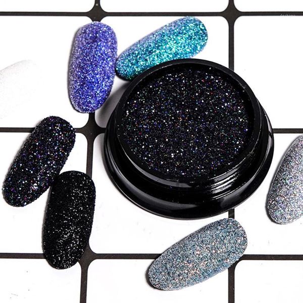 

box sequins sparkly white black shining nail polish sugar art 3d shiny pigment laser glitter powder manicure tool1, Silver;gold