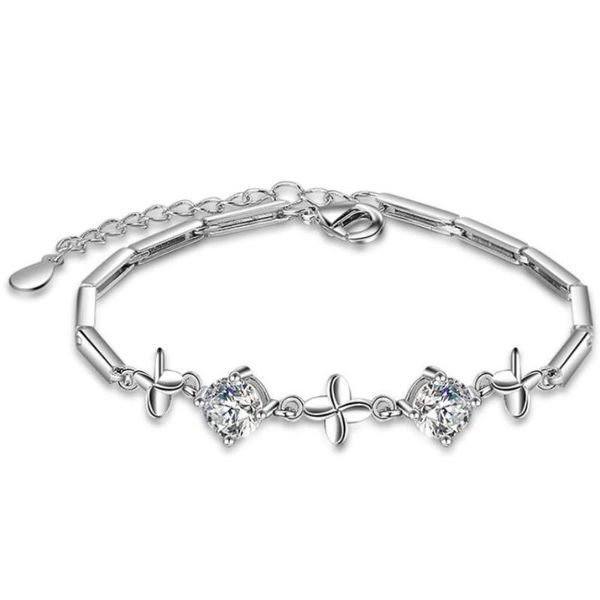 

link, chain fashion zircon bracelet for valentine's day windmill love clov er, Black