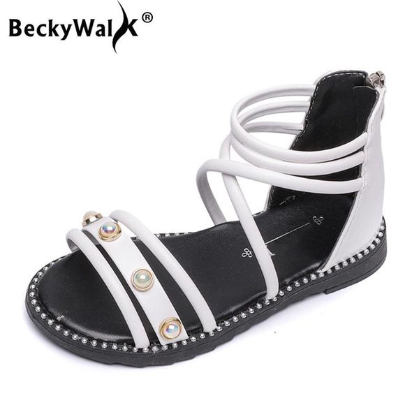 

girls sandals summer rome gladiator kids casual flat with zipper children shoes princess sandalias csh856, Black;red