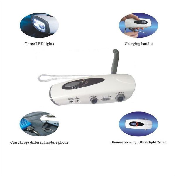 

[seven neon]emergency crank /alarm/mobilephone charger fm/am radio bright camping light tourch flashlights torches