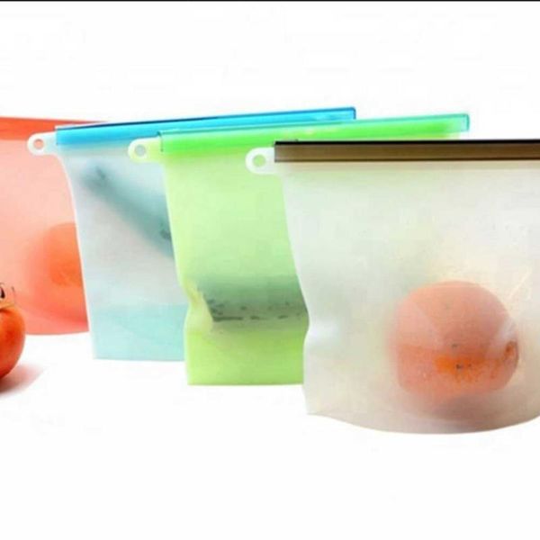 

food savers & storage containers 2pcs reusable silicone bags fresh keeping sealing picnic bag packaging pouch