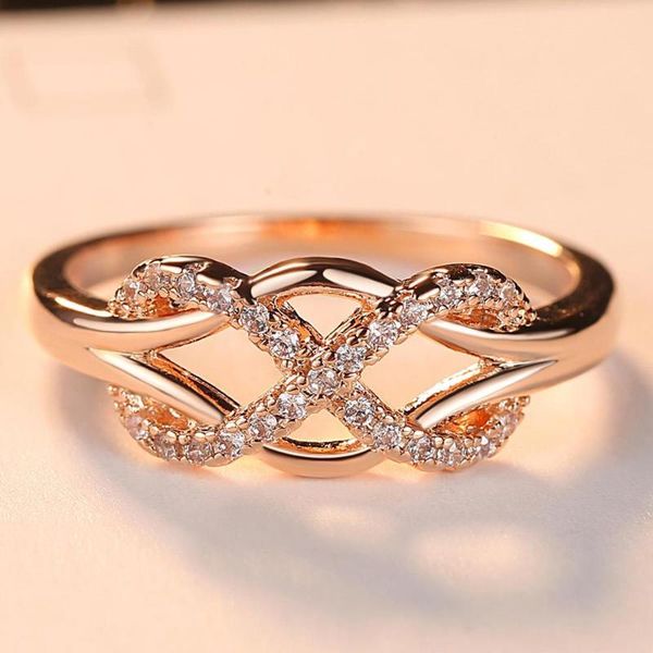 

cluster rings 2021 fashion rhinstone ring round handmade rose gold color jewelry luxury for women unique shaped trendy, Golden;silver