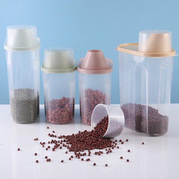 

kitchen storage box transparent grain tank sealed rice barn plastic bottles & jars