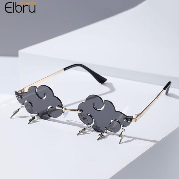 

sunglasses elbru trend irregular frameless men and women fashion street pography sunshade shading metal cloud, White;black