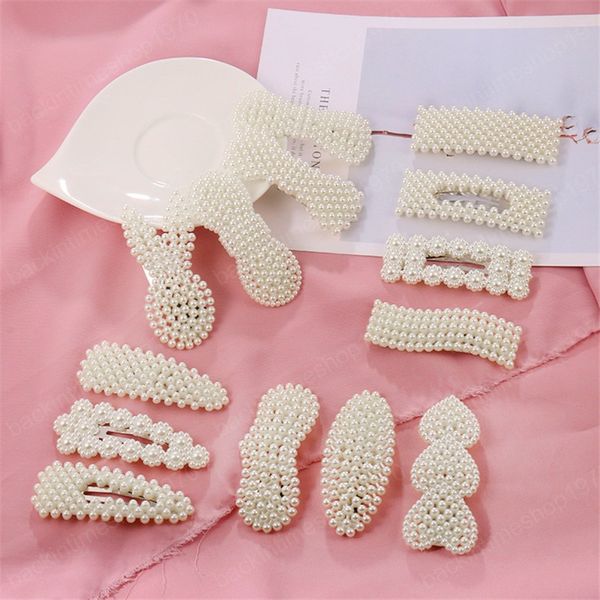 

chic imitation pearl hair clip for women girls elegant bb hair pins snap barrettes stick hairpin hair styling accessories, Slivery;white