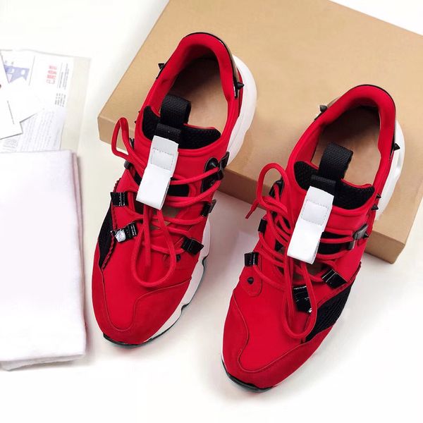 

[with box] fashion men shoe designer women leather lace up platform oversized sole sneakers white black mens womens luxury velvet suede casu