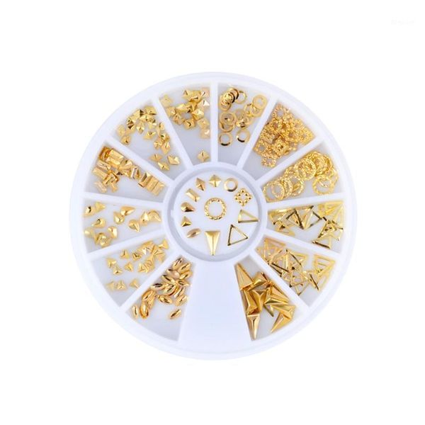 

pcs rose gold rivet nail studs oval circle square triangle hollow frame mixed metallic nails diy 3d decoration1, Silver;gold