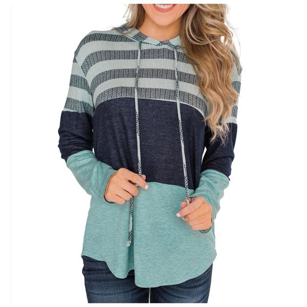 

women's hoodies & sweatshirts drawstring oversized striped color block autumn winter long sleeve hoodie women clothing moletom, Black
