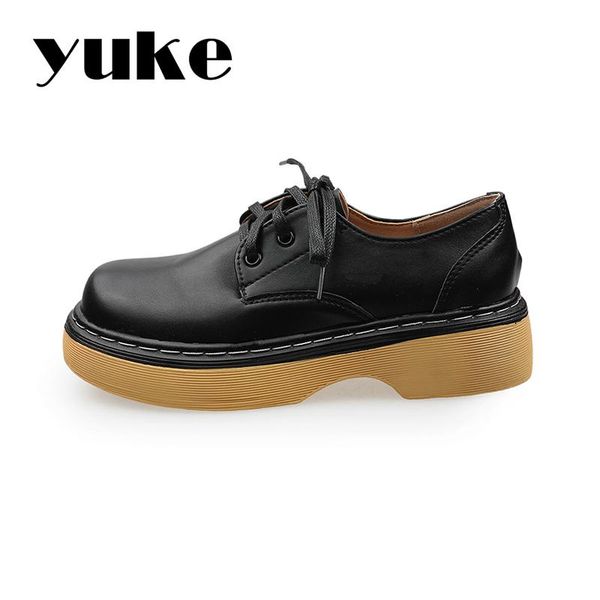 

ladies leather shoes penny loafers round toe fashion lace up british style breathable black shallow women spring pumps dress