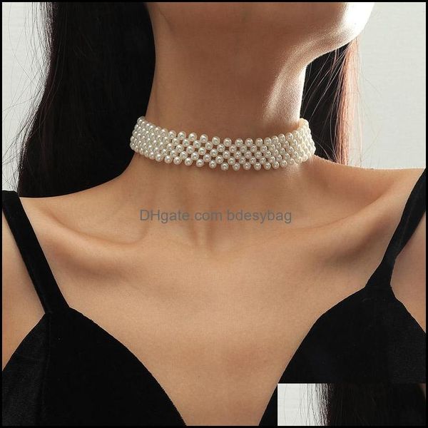 

& pendants jewelrytrendy female geometric grid shape handmade beaded chokers necklaces for women fashion white simated pearl necklace jewelr, Golden;silver