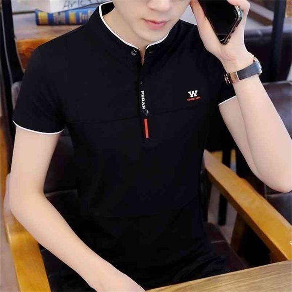 

t-shirt men summer short sleeve slim fit o-neck tee shirt homme casual fashion male cotton plus size 210716, White;black