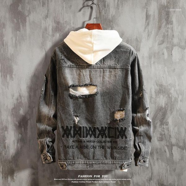 

men's jackets flight jacket destroyed jeans overcoats casual denim men this is only ,the white hoodies not including preppy style cotto, Black;brown