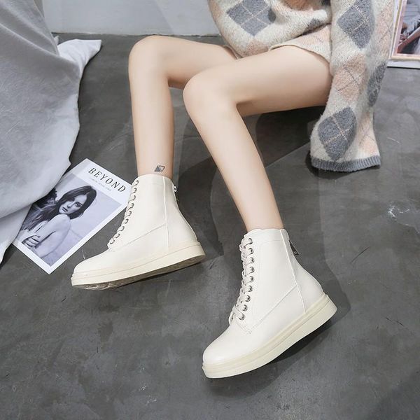 

boots short women's winter round toe lace-up thick bottom and velvet casual high-shoes fd-93, Black