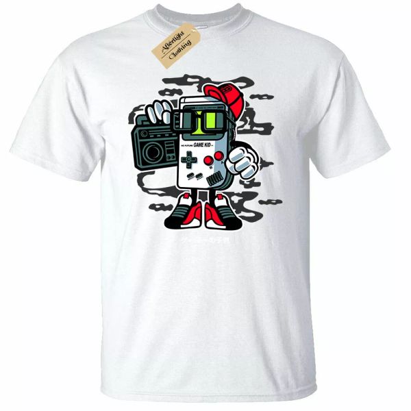 

game kid t-shirt mens gamer boy computer nerd retro geek gift, White;black