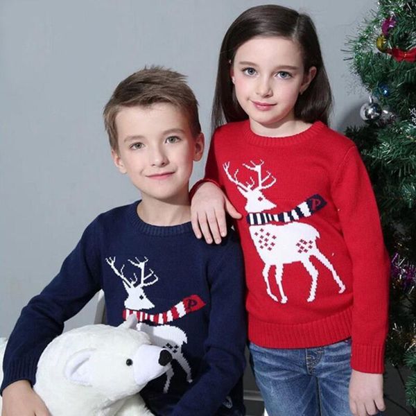 

pullover 5-12years teenagers girls boys sweater winter autumn children christmas clothes girl knitwear kids print warm sweaters, Blue