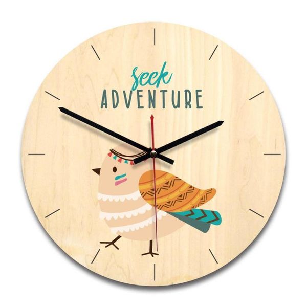 

wall clocks 2021 room living decor wooden clock 4mm silent creative modern cartoon dial movement home indoor sweep art