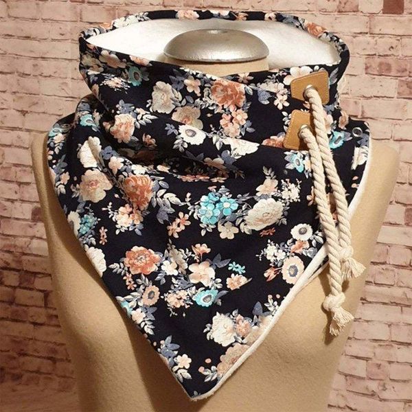

scarves for women fashionable flower printing winter neck warmer shawls button soft wrap warm bufanda para mujer, Blue;gray