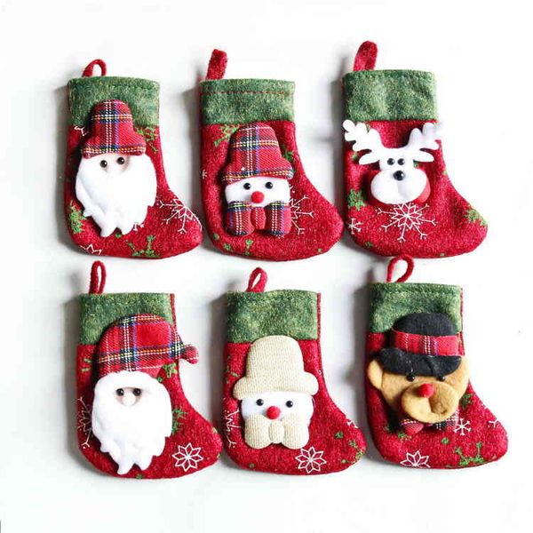 

decorated small santa snowman deer christmas tree socks pendant gift bag
