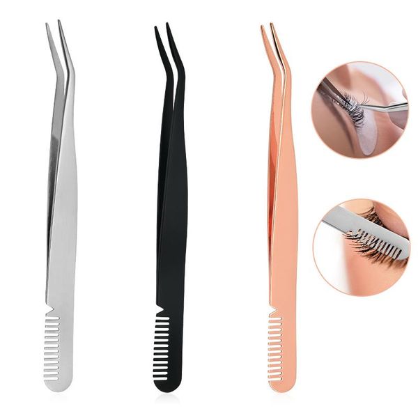 

eyebrow tools & stencils eyelash tweezers stainless steel fan lash tweezer comb makeup