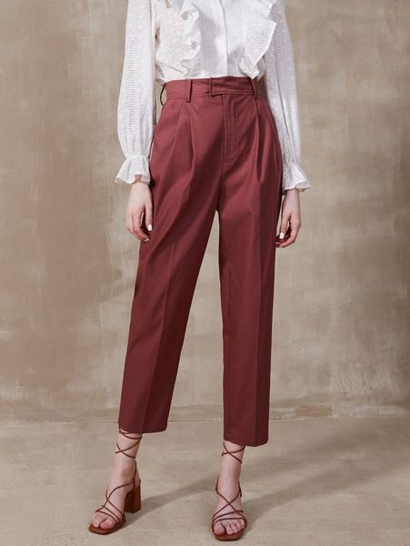 

motf premium cotton press crease tapered pants 784u#, Black;white