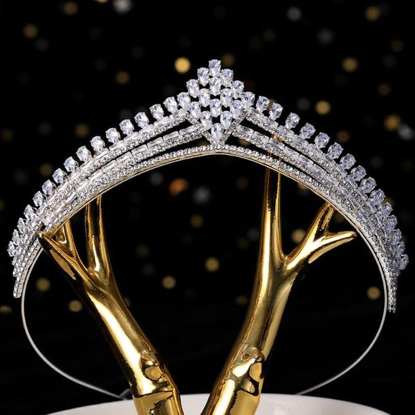

hair clips & barrettes stonefans bridal tiara cubic zirconia crown headband jewelry for women wedding cz crystal bridesmaid accessories, Golden;silver