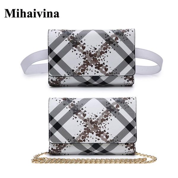 

waist bags mihaivina women bag pu leather flower belt fashion chain shoulder fanny pack adjustable packs for iphone 8