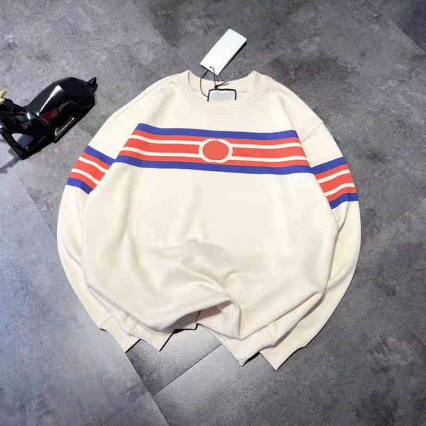 

2022 factory wholesale new autumn fashion ancient red and blue stripe letter printing simple leisure loose couple's sweater, Black