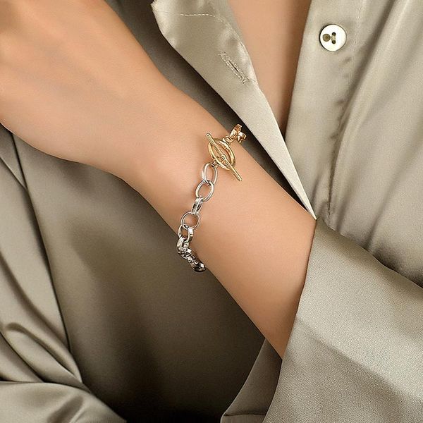 

link, chain fashion classic women's bangles for women gold rose silver color rhinestone bracelet cuff simple trendy jewelry, Black