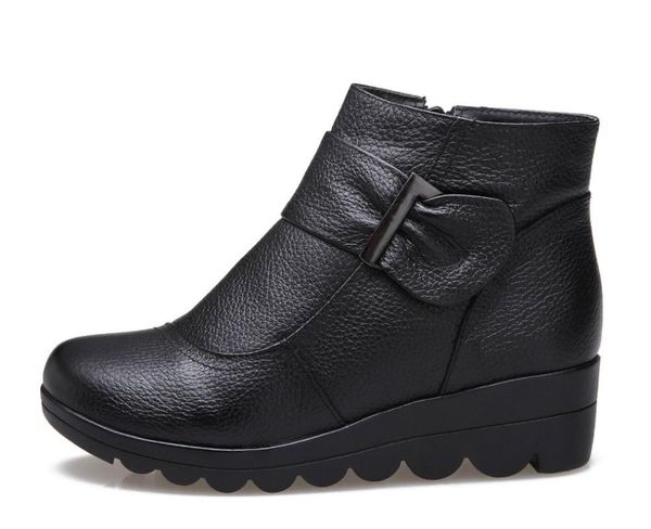

boots snow shoes women genuine leather large yard winter warm plush big size 35-41, Black