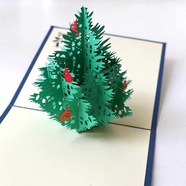 

greeting cards festive christmas tree up card - 3d holiday