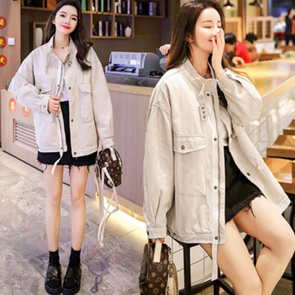 

women's jackets plus size denim jacket baseball uniform women spring autumn korean loose cowboy coats female outerwear 23ld, Black;brown