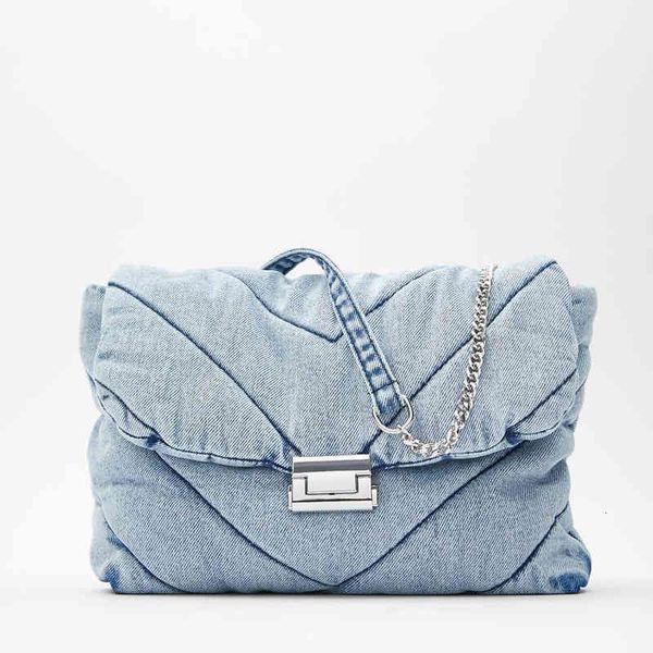 

evening bags za women's in autumn and winter indigo blue super quilted single shoulder wash denim diagonal tgo1