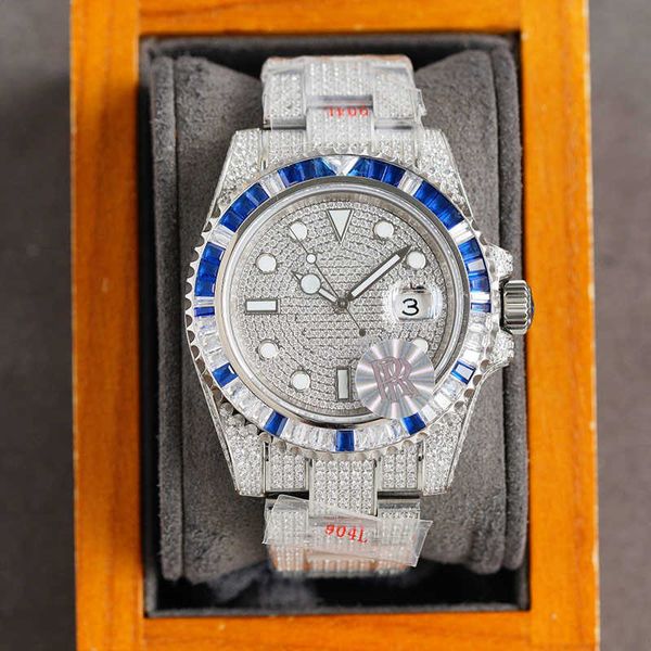 

mechanical classic full diamond mens automatic watch 41mm watches diamonds bezel sapphire mirror stainless steel case montre de luxe fashion, Slivery;brown