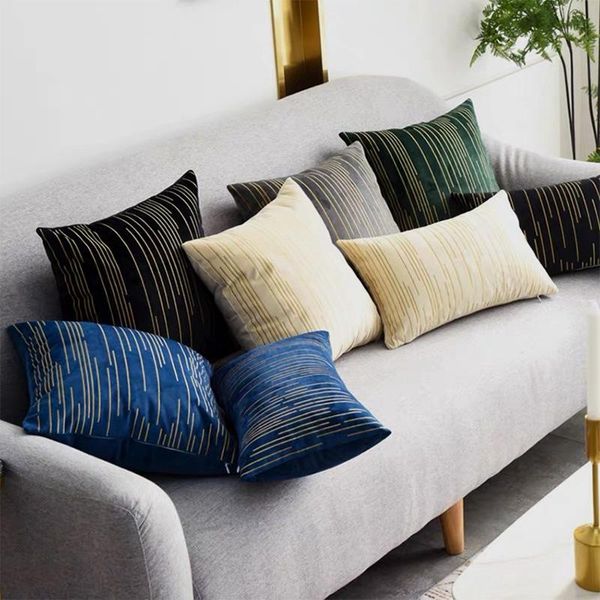 

cushion/decorative pillow european simple cushion cover embroidery geometric striped velvet pillowcase home decor el bed sofa chair throw ca